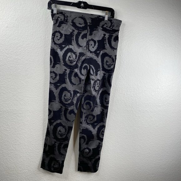Krazy Larry Women's Black Pants Stretch Size 10 Swirl Pattern Unique - Picture 3 of 8